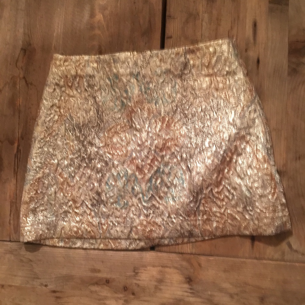 ZARA GOLD TONE METALLIC LOOK SKIRT